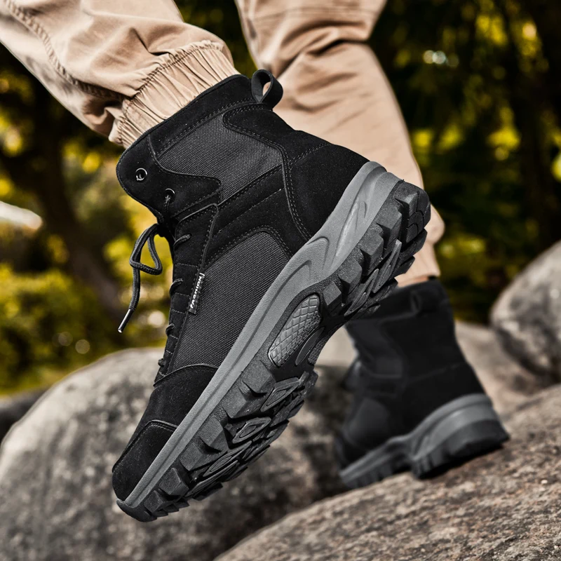 Men Boots Spring Autumn High Help Style Denim Canvas Outdoors Jungle Mountaineering Shoes Men