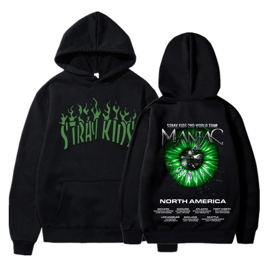 

Stray Kids 2nd World Tour Maniac Hoodies Men Women Streatwear Sweatshirt Casual Clothing Long Sleeve Pullover Clothes Korean