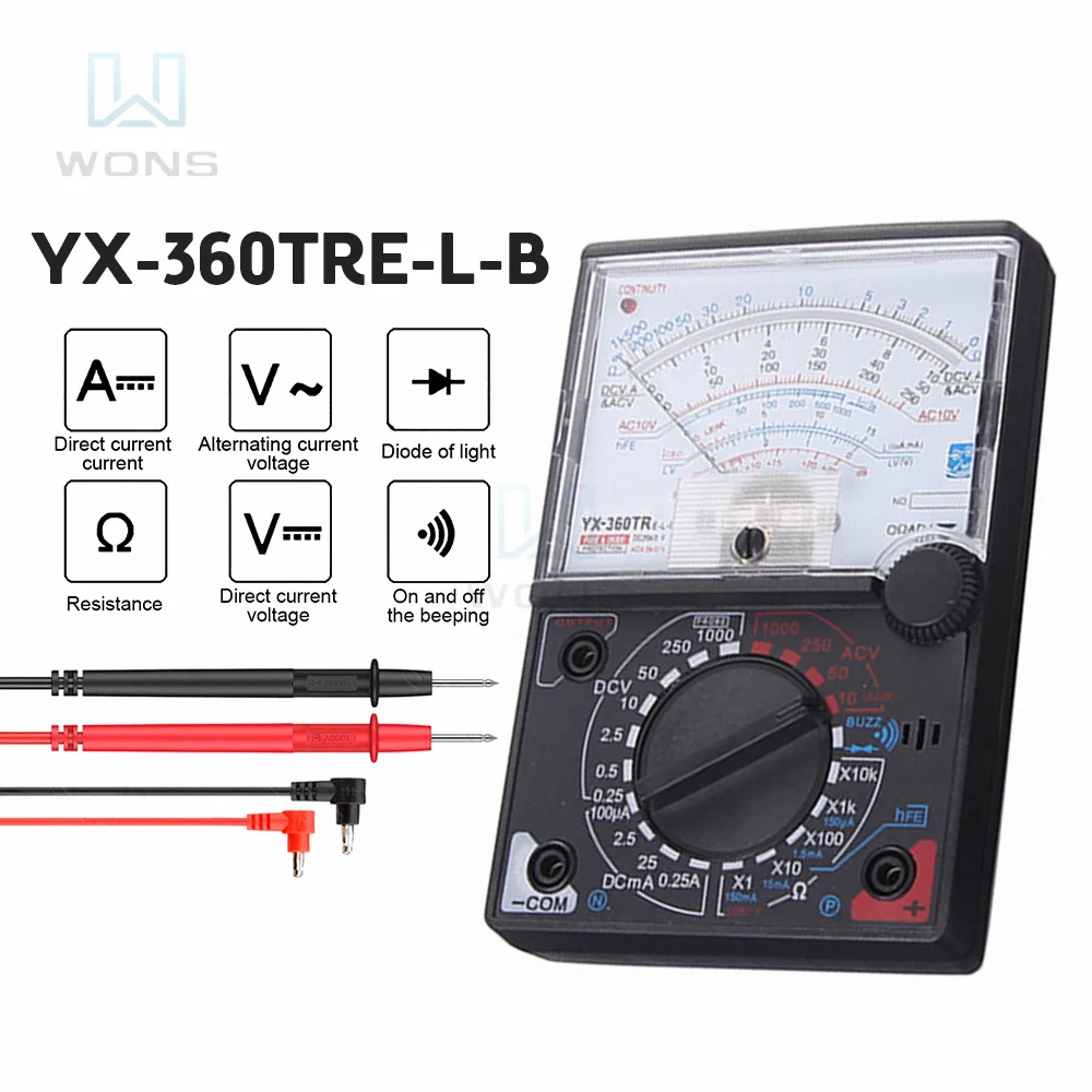 

YX-360TR Mini Analog Multimeter Ac / Dc Needle Type Universal Meter Pointer Display Voltmeter Ammeter Ohm Resistance Tester