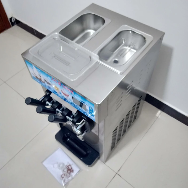 Electric ice cream machine with three flavors soft ice cream machine professional commercial desktop sundae ice cream roll 220V 3