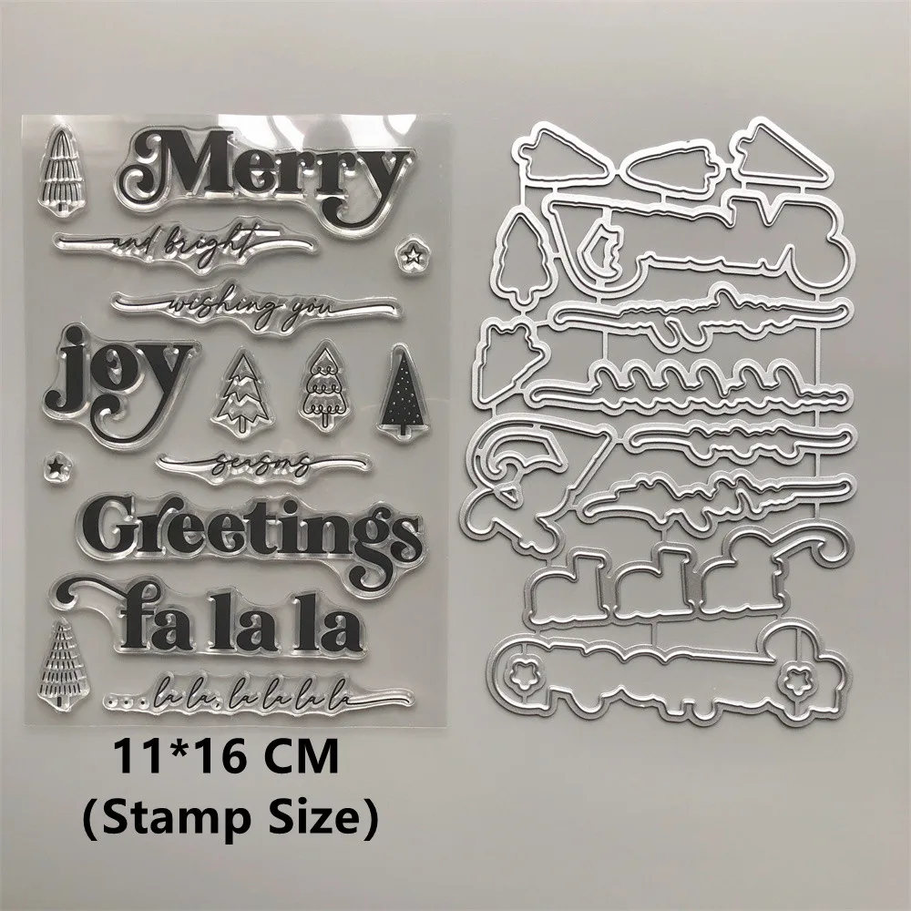 Christmas English Tree Clear Stamps And Metal Cutting Dies For