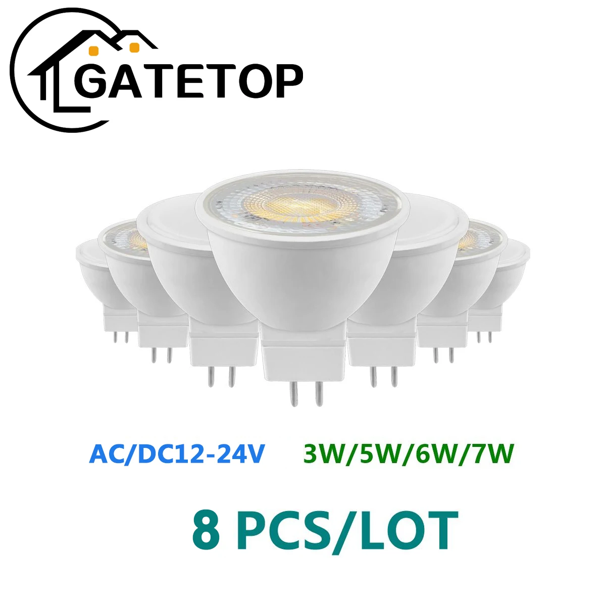 8PCS AC/DC12V-24V Spot Foco MR16 3W-7W Warm White Day Light LED Light Lamp For Home Decoration Replace 50W Halogen Spotlight