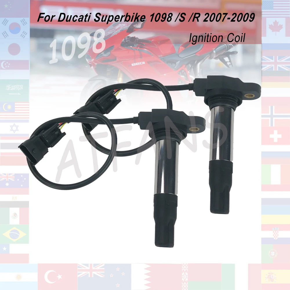 Ducati Superbike 1098 2007-2009/Superbike 1098S 1098R 1098 S R 2007 2008 2009 2PC 오토바이 점화 코일 점화 플러그 캡