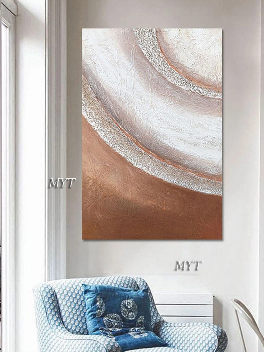 

Pure Hand-painted New Texture Arc Knife Painting Frameless Oil Painting Living Room Simple Warm Color Decoration.