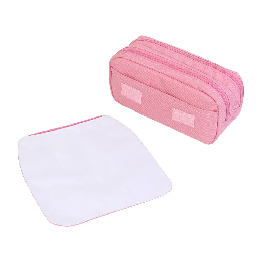 Sublimation Blank Pencil Bag Makeup Bags Large Capacity Multi-Layered Zipper Cosmetic Bag Pencil Case For Heat Transfer Print 3