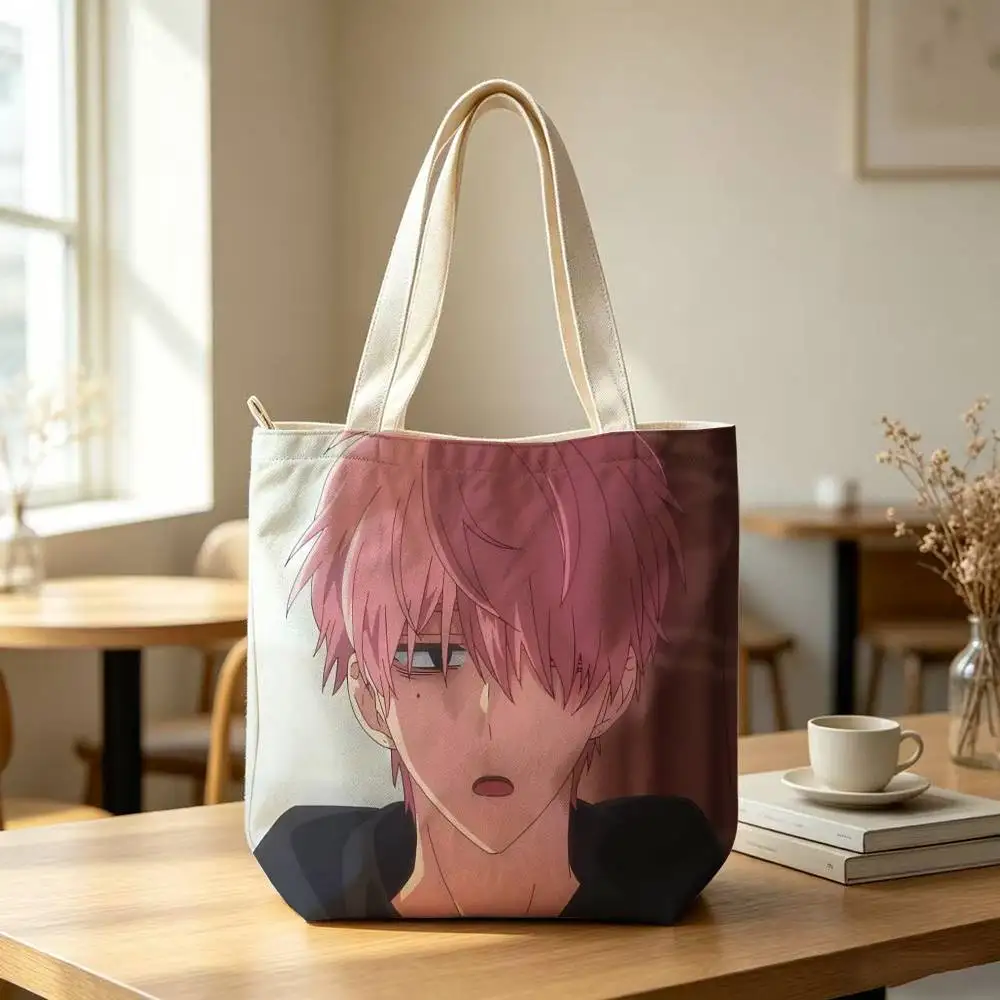 Borsa tote B-Side di Tamon per donna, borsa tote riutilizzabile per la spesa, borsa a tracolla con cerniera e stampa con versetti ispiratori - immagine 3