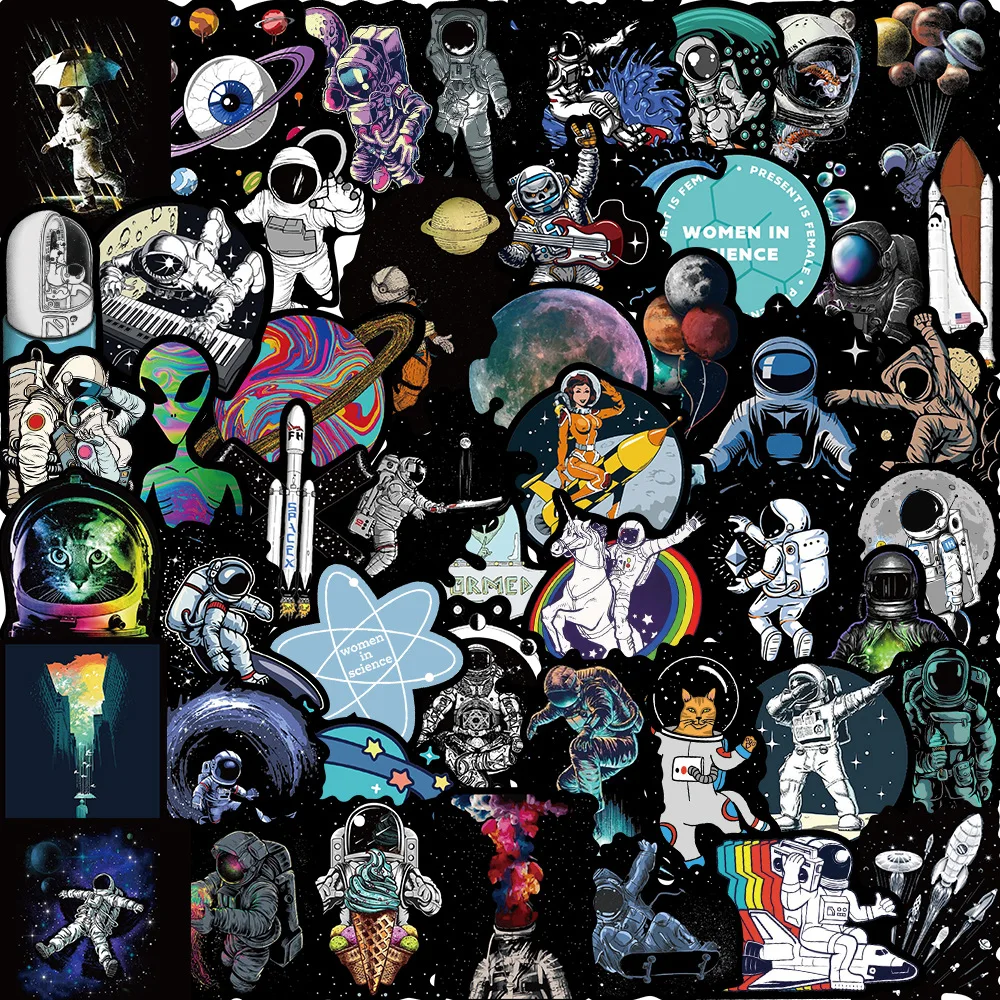 Cartoon Stickers 10/30/50PCS Outer Space Astronaut Graffiti