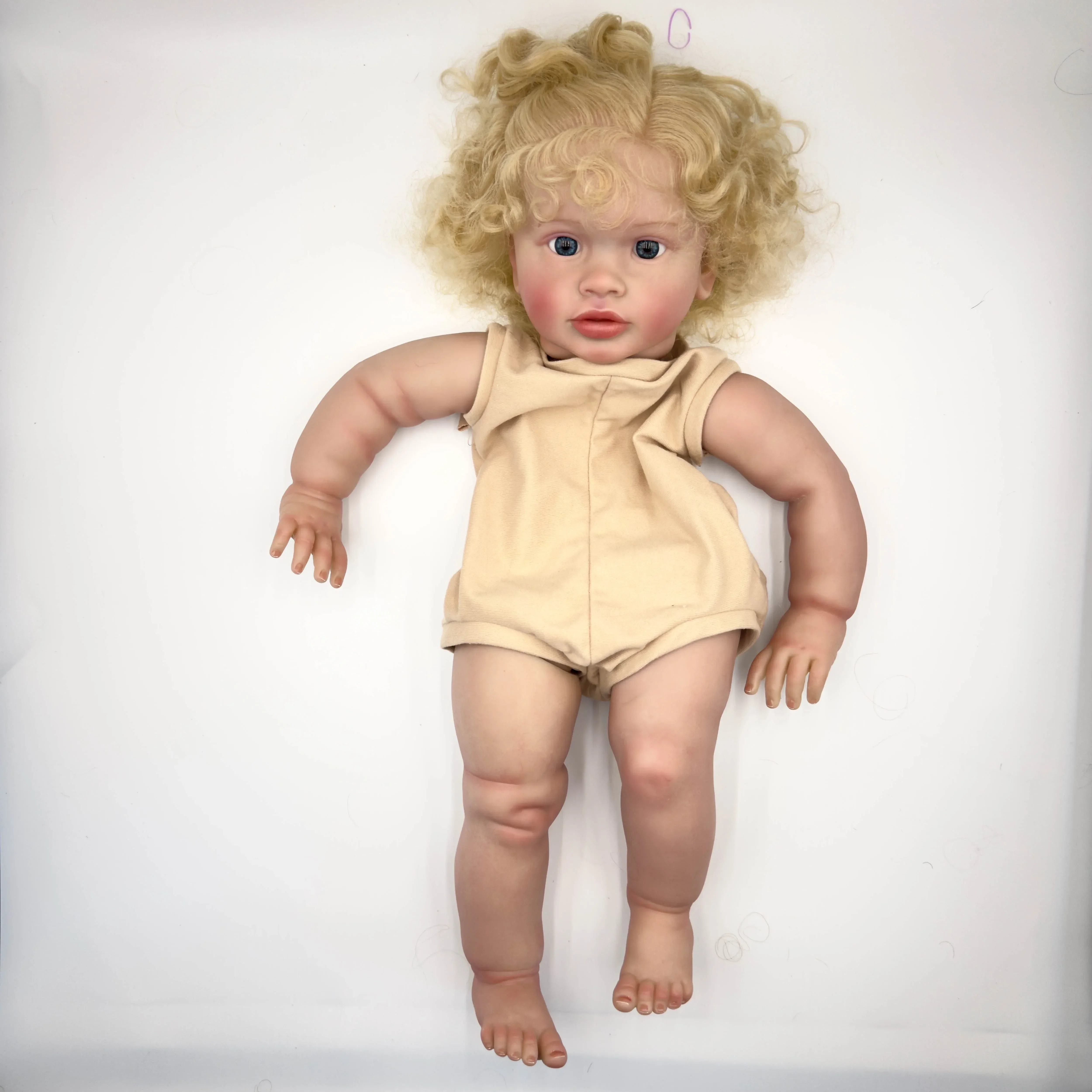 

NPK 26Inch Lifelike Baby Toddler Reborn Pippa Princess Girl Blond Hair Doll Unfinished Doll Parts with Cloth body and Eyes