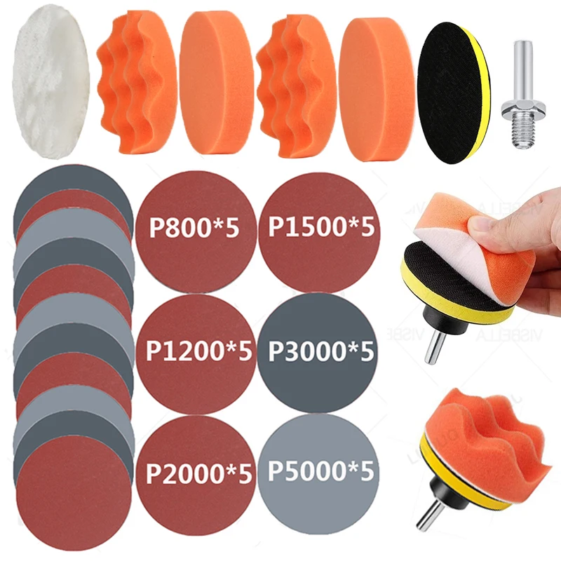 Car Polishing Pad Kit 3inch Sponge Buffing Waxing Car Polish Buffer