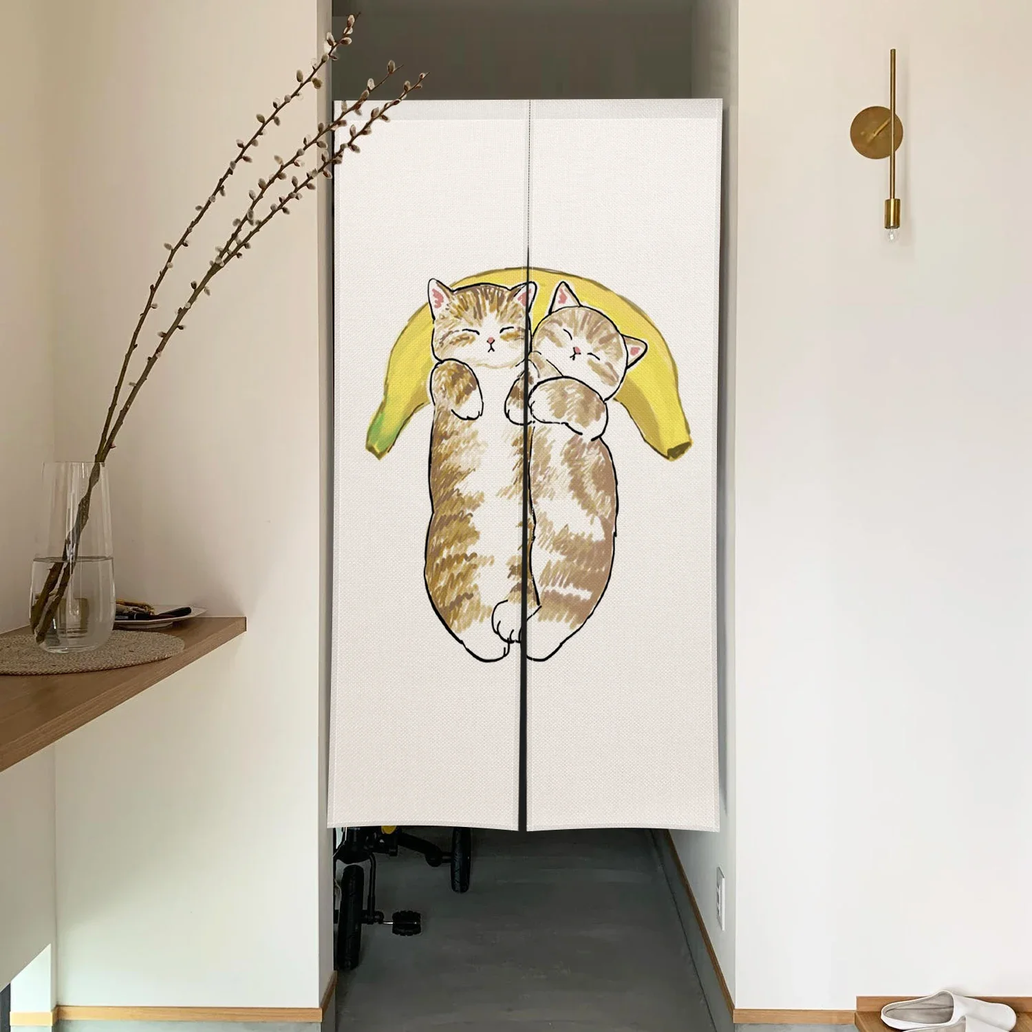 Japanese Door Curtain Noren Cute Funny Cat Drapes Living Room Bedroom Doorway Partition Kitchen Entrance Hanging Half-Curtains 3