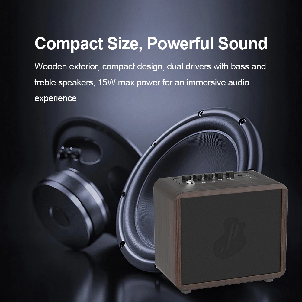 15W Mini Guitar Amp Portable Acoustic Electric Guitar Amplifier Rechargeable Practice Amp with Reverb Chorus Delay