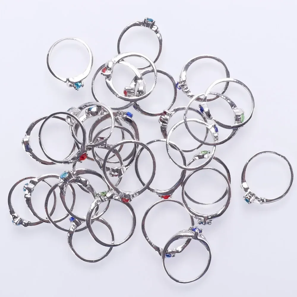 Women Wedding Engagement Jewelry Gifts 30Pcs Lot Fashion Mix Style Zircon Heart Love Rings Accessories - 6