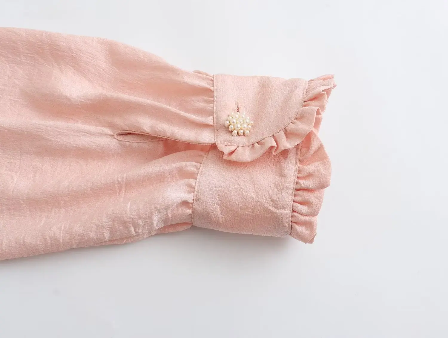 Jenny&Dave Pink Elegant Bow Pearl Long Sleeve Shirt French Autumn Fashion Women's Shirt Satin Casual Blouse Women
