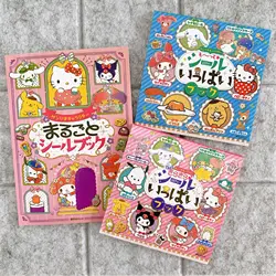 Sanrio Hello Kitty Stickers Book 24 Pcs Hand Account Material Sticker Kuromi Cinnamoroll Cartoon Girl Decal Decorative Toys