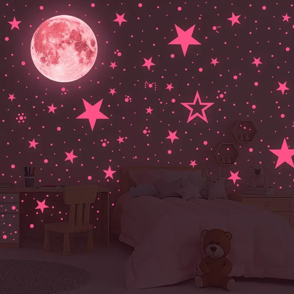 Luminous Wall Stickers 8/10/12/20cm Luminous Colorful Moon Wall Stickers Glow In The Dark Decal for Kids Baby Room Bedroom Christmas Home Decoration