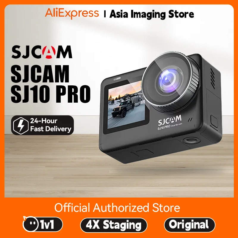 SJCAM SJ10 프로 듀얼 스크린 스포츠 카메라, 방수 손떨림 방지 오토바이 헬멧 녹음기, 4k 울트라 클리어 브이로그 360 도 카메라