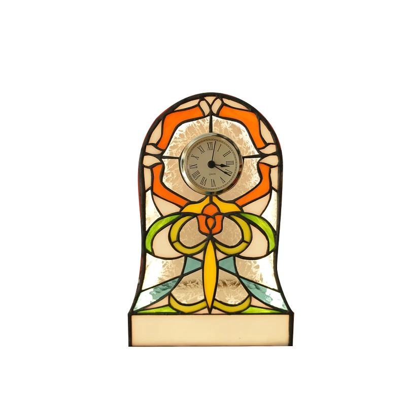 Time Small Grandfather Clock: Handmade Tiffany Glass, Exquisite Retro Luminous Three-dimensional Grandfather Clock, 8