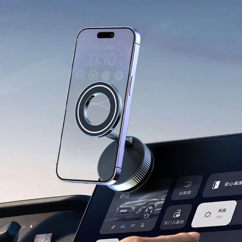 Vacuum Magnetic Suction Cup Car Phone Holder Folding Swivel Stand 360° Rotation Universal Vacuum Swivel Bracket Multifunctional