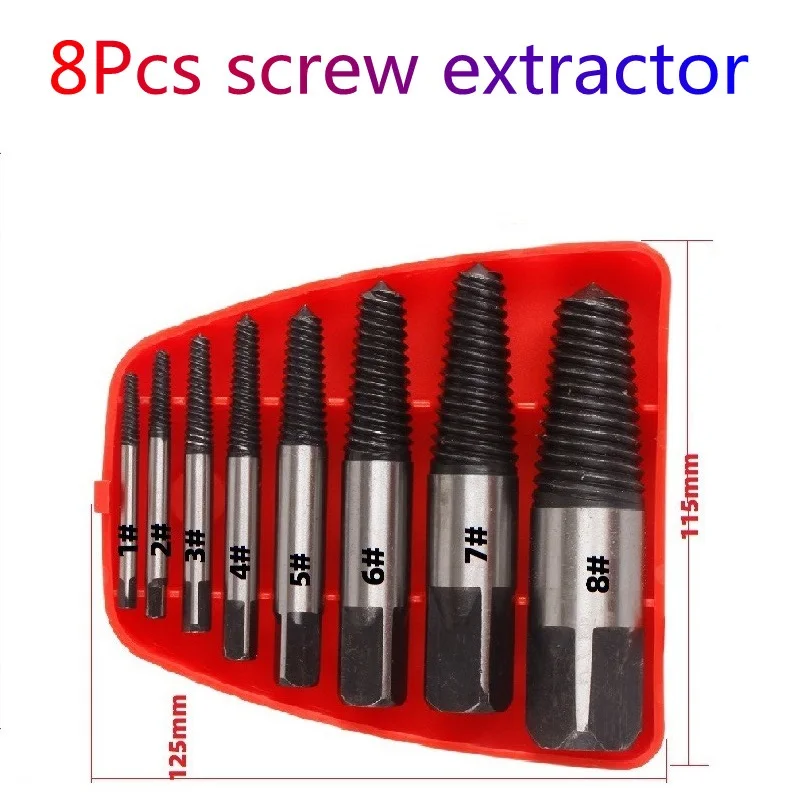 5/6/8pcs Screw Extractor Center Drill Bit Damaged Broken Screw Remover