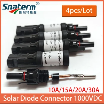 4PCS Solar Cable Connector Built-into10a 15a 20a 30a ไดโอดสําหรับระบบ PV แผงพลังงานแสงอาทิตย์การเชื่อมต่อแบบขนาน Antireflux ป้องกัน 1