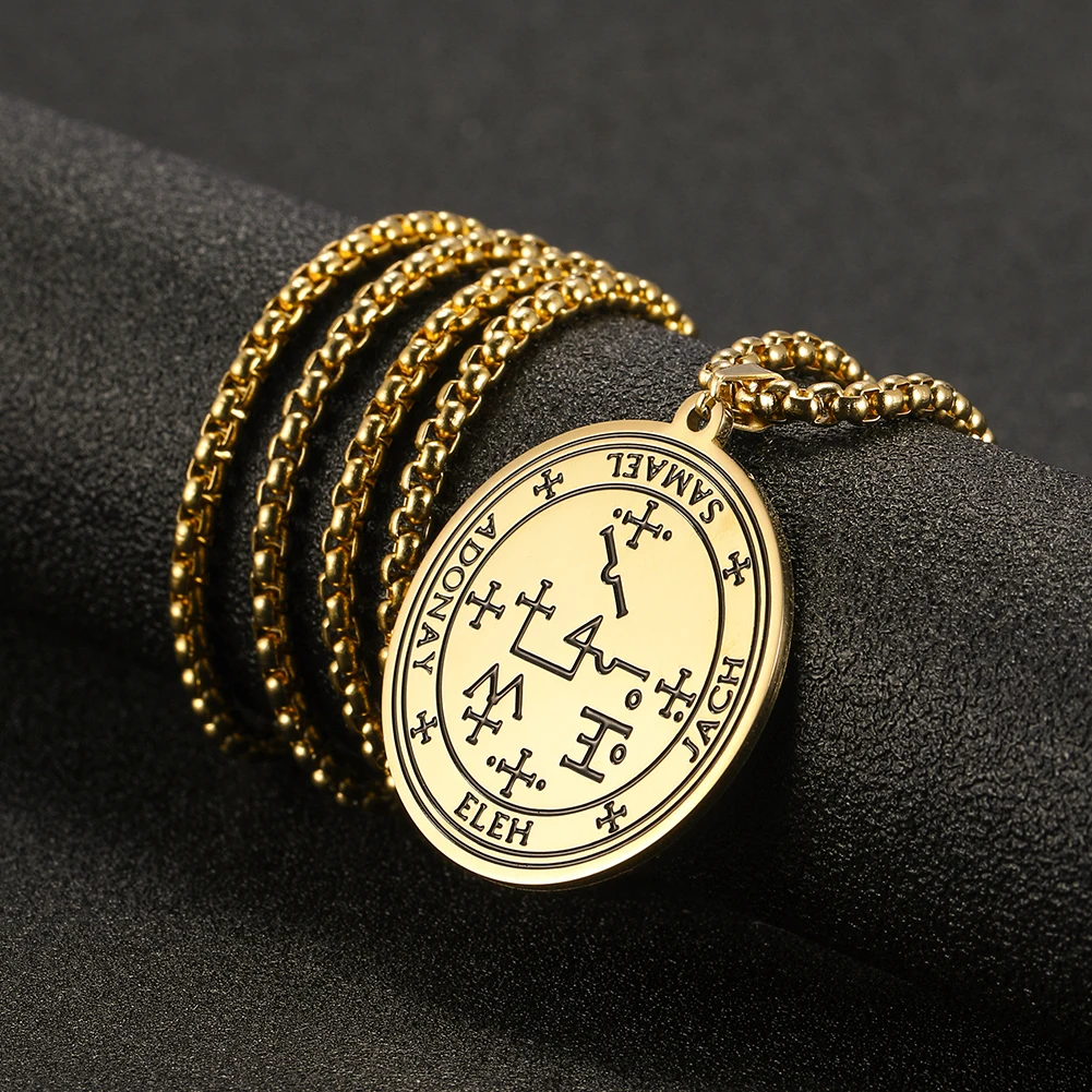 Dawapara Erzengel Samael Robben Anhänger der Sohn von Zacharias in der Wüste Vintage Amulett Männer Halskette Edelstahl – Detail 5