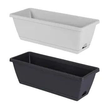 4x Window Box Planter Garden Flower Plant Pot Windowsill Trough Rectangular Pots Vegetables Growing Container for Yard Porch 1