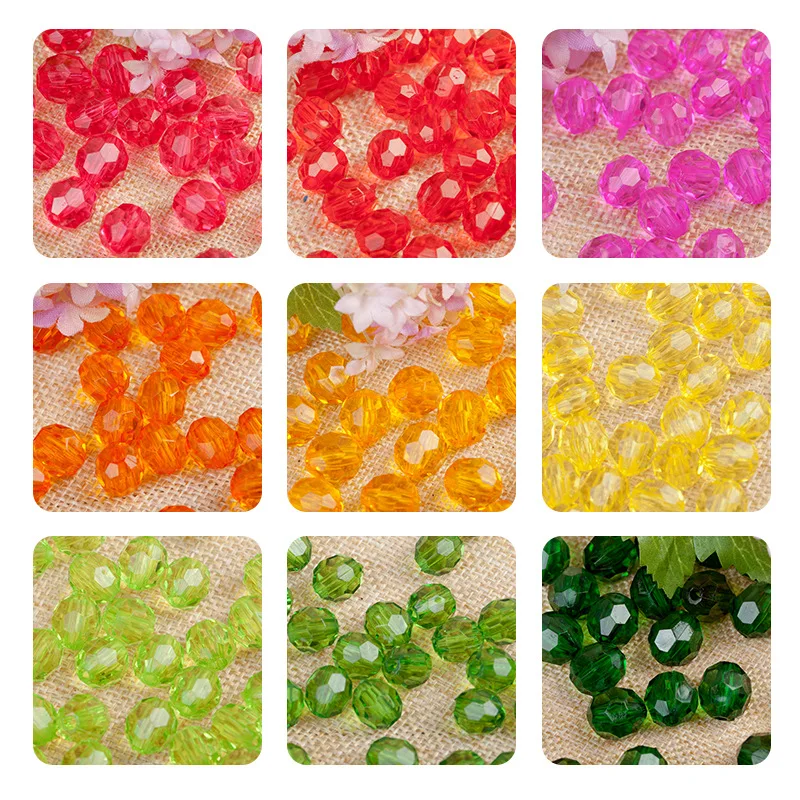 

500g 6-14mm Transparent Bead Angle Bead 32 Section Acrylic A Material Imitation Crystal Loose Bead DIY Bouquet Beading Material