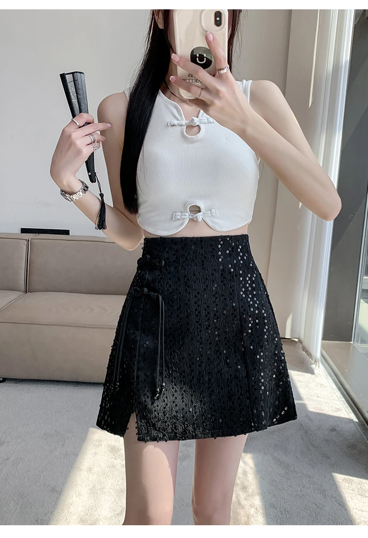 [OoH AHh] ★24SS★韓国人気★GLITTER SKIRT Fashion Y2K Streetwear 2024 Spring Summer New Korean Edition