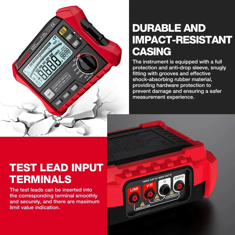 HABOTEST HT5203 Digital High-Precision Voltmeter Resistance Meter Electrical Megger Insulation Resistance Tester 0~100 G&Omega;