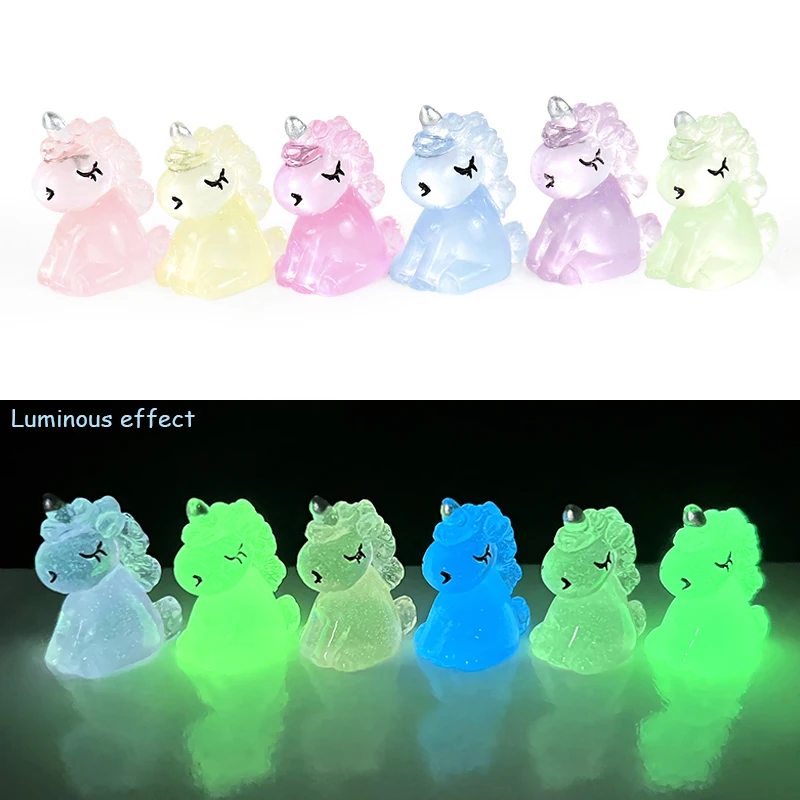 

10pcs Mini Luminous Unicorn Ornaments Cute Home Decoration DIY Handicraft Accessories Birthday Party Baby Shower Children's Gift