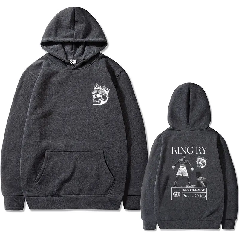 King Ry Ryan Carcia King Still Alive Graphic Print Hoodie Men Vintage Skull Graphic Pullover Male Hip Hop Oversized Sweatshirt