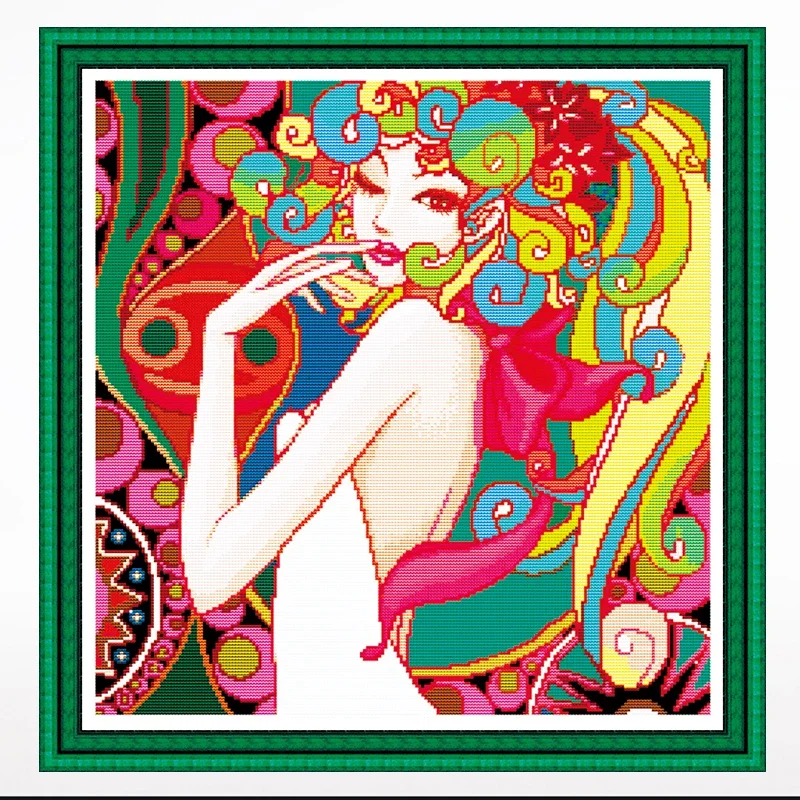 

Seductive portraits cross-stitch living room bedroom hanging painting, 11CT/14CT hand-embroidered
