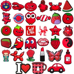 Red Color Collection Shoe Charms for Clogs Sandals Decoration Shoe Accessories Charms for Friends Gifts