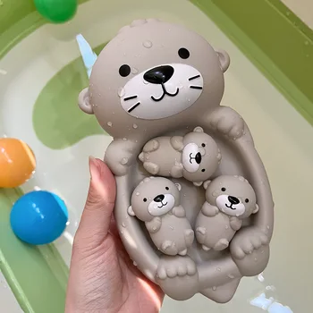 Otter Family Set Baby Bath Toy For Kids Bathroom Stacking Boat Toys Floating Bathtub Toys For Baby Summer Beach Pool Float Toys 1