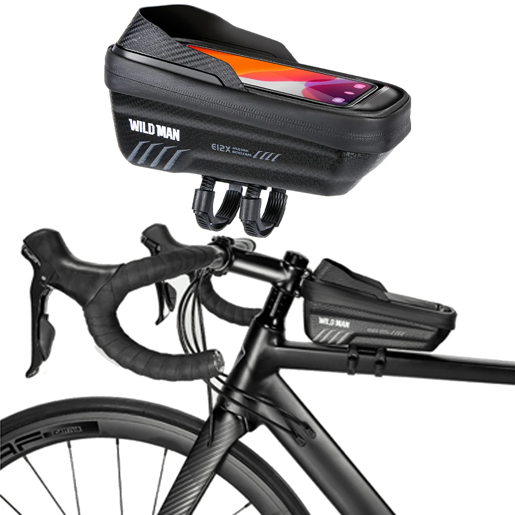 1L Bike Phone Handlebar Bag with Quick Release Bike Phone Mount Bag Waterproof Bicycle Front Frame Bag EVA Road Bike Accessories
