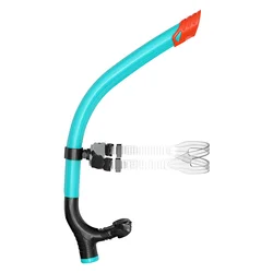 Center - Mount Swim Snorkel with Silicone Mouthpiece and Purge Valve (Green)