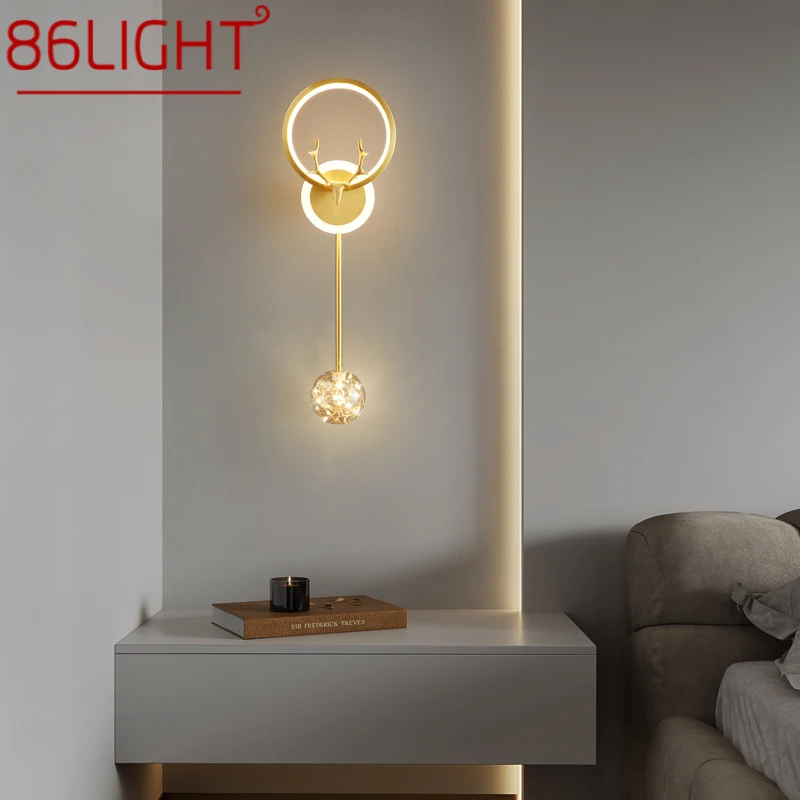 86 Lampada Da Parete In Ottone Contemporaneo Chiaro Led 3 Colori Creative Gold Antlers Sconces Bed Light Decor Per Soggiorno Di Casa