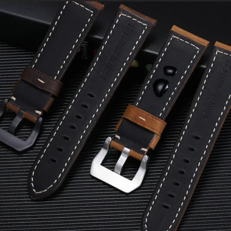 Premium Genuine Leather Watch Band - High Quality Cowhide Crazy Horse Strap for Men, Sport Bracelet Watchband, Available in Various Sizes