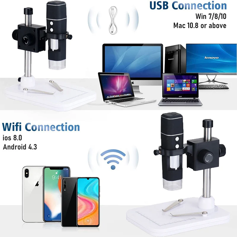 Цифровой микроскоп светодиодный USB-микроскоп 1000 светодиосветодиодный Wi-Fi с