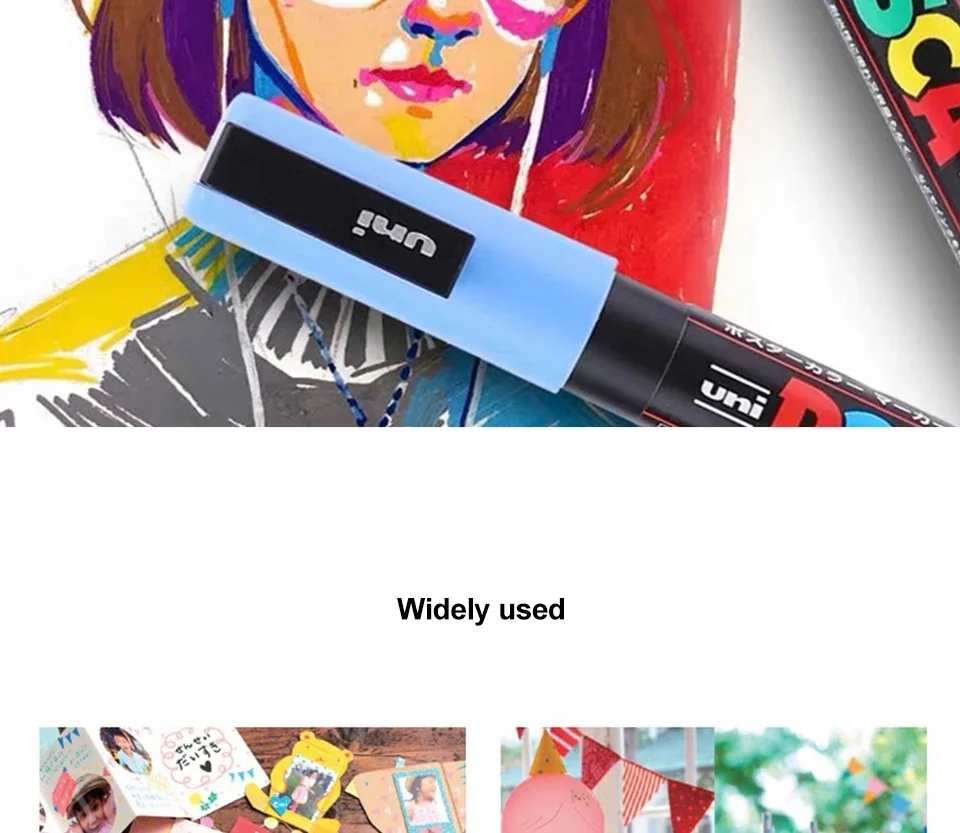 16pcs UNI POSCA Markers Set - Waterproof Acrylic Graffiti Art Supplies