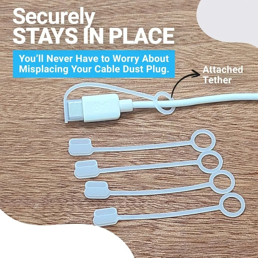 Transparent USB Type-C Dustproof Plug with Anti-Loss Rope