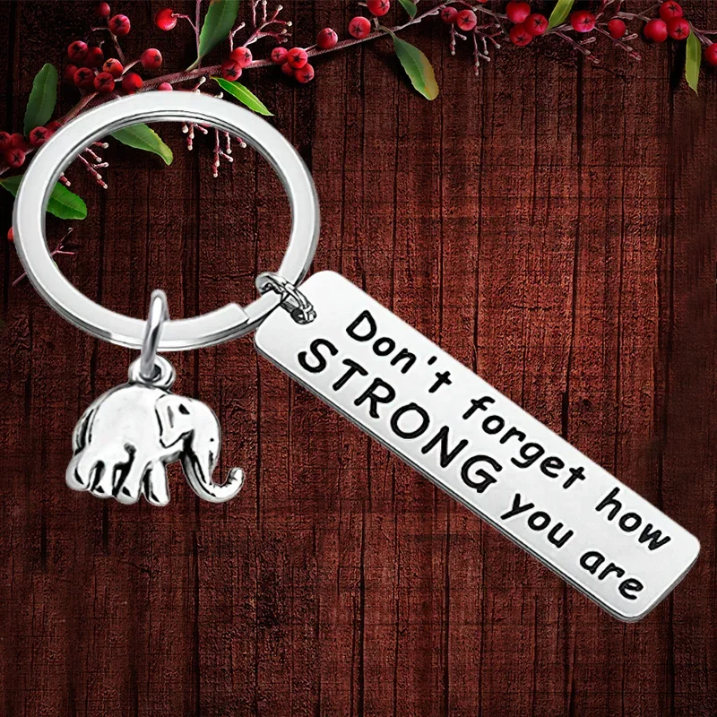 

Charm Dont Forget How Strong You Are Keychain Pendant Elephant Inspirational Key Chain Keyring Couples Friend Gifts