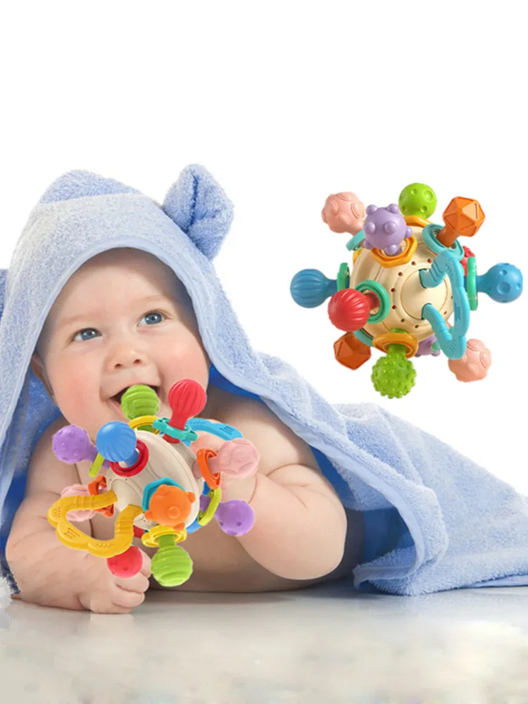 Baby Development Toys 0 6 12 Months Sensory Baby Teether Rattle Ball Educational Baby Toys Soft Teething Toys Games For Babies 4