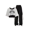Women's 2025 Summer New Tracksuit Matching Set Korean Elegant Loose Short Sleeved T-shirt+suspender+Cargo Pants Three Piece Suit 6