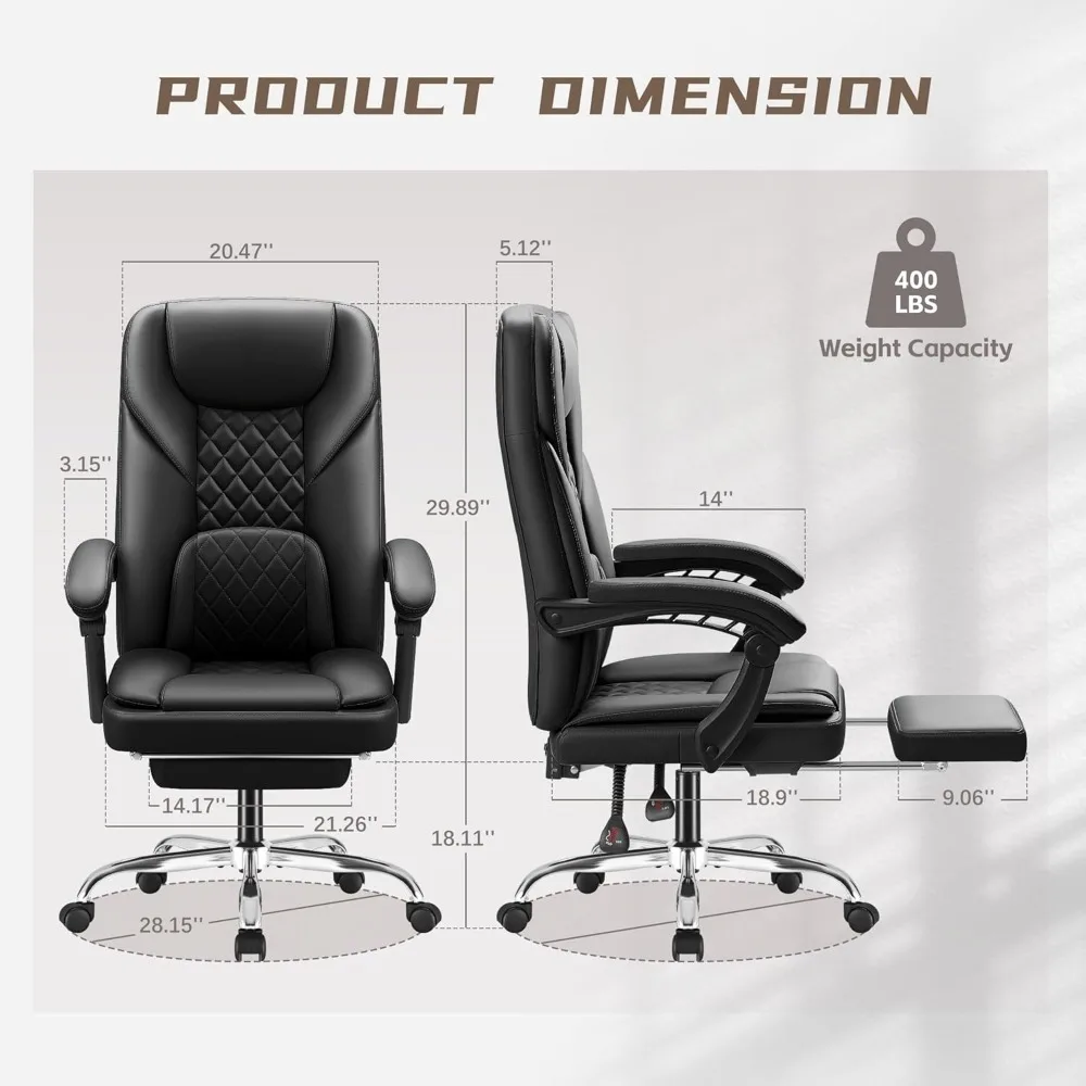 Office Chair with Footrest Ergonomic High Back Design Executive Computer Desk Chair400lbs, 3