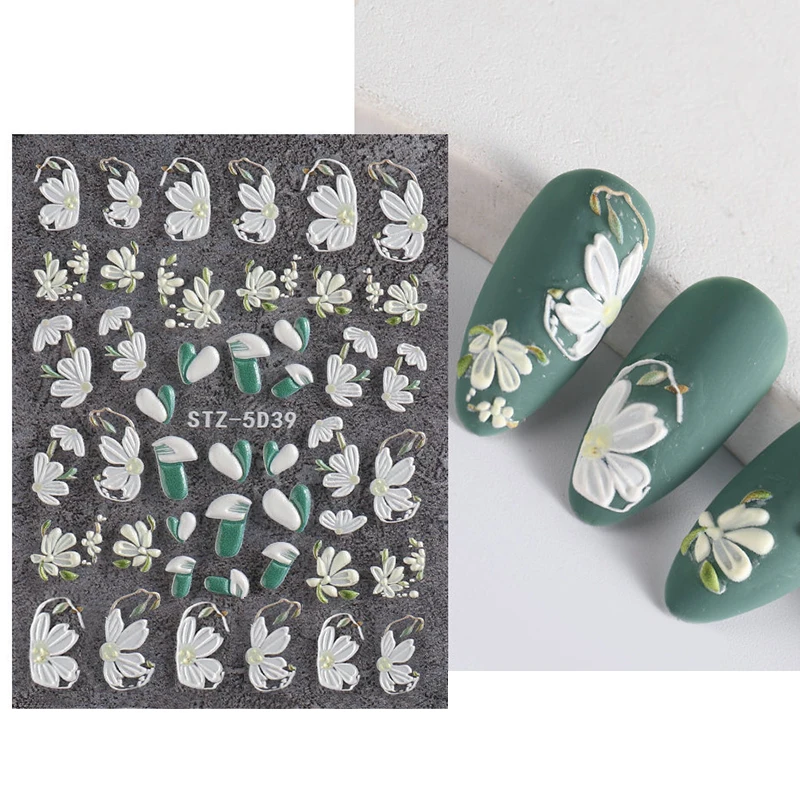 Nail Art décoration,AJ066-7C--Autocollant pour ongles en relief 5D, 1 ...