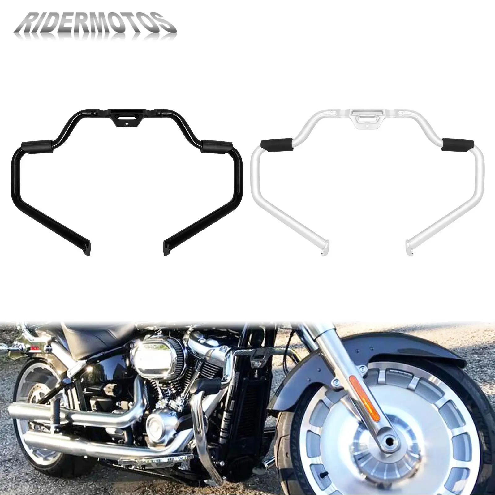 MotorcycleEngineGuardCrashBarChromeBlackForHarleySoftailLow