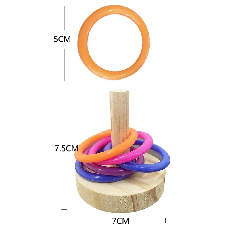 Wooden Interactive Parrot Ring Toy Educational Exercise Stimulating Fun Playtime for Parrot Parakeet Bird Toys Random Color 5