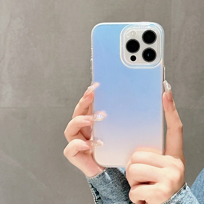 Luxury Matte Laser Shockproof Phone Case with Bumper Back Cover