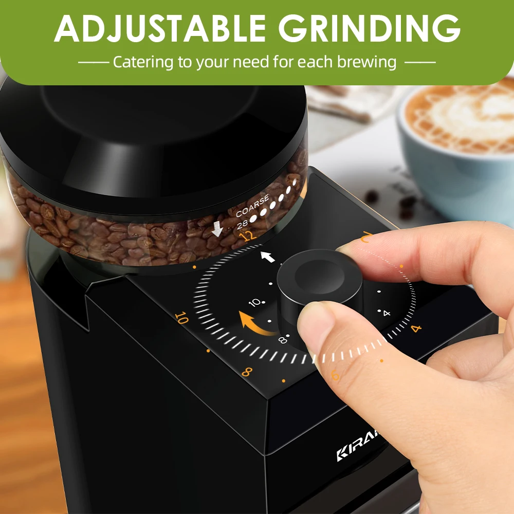 Electric Coffee Grinder Automatic Burr Mill Coffee Bean Grinding with 28 Grind Settings for Espresso French Press 2-12 Cups 3